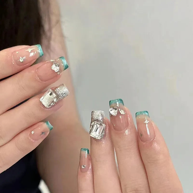 Medium Length Fake Nails 3D Flower Pearl Designs Nude Pink Color Press on Nails Ballerina False Nails for Women DIY Manicure