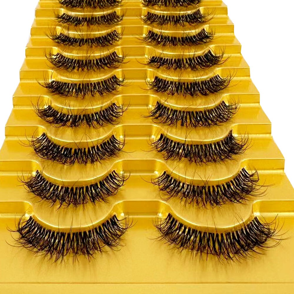 Manga Lashes 10 Pairs cosplay 3D Faux Mink Lashes Natural short Full Strip Lashes Clear Band Natural Eyelashes Extension
