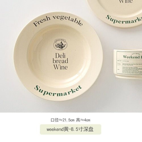 Korean Alphabet Ceramic Plate Bowl Tableware Household Various Butter Mug Water Cup Creative Household Dish Soup Plate Cup