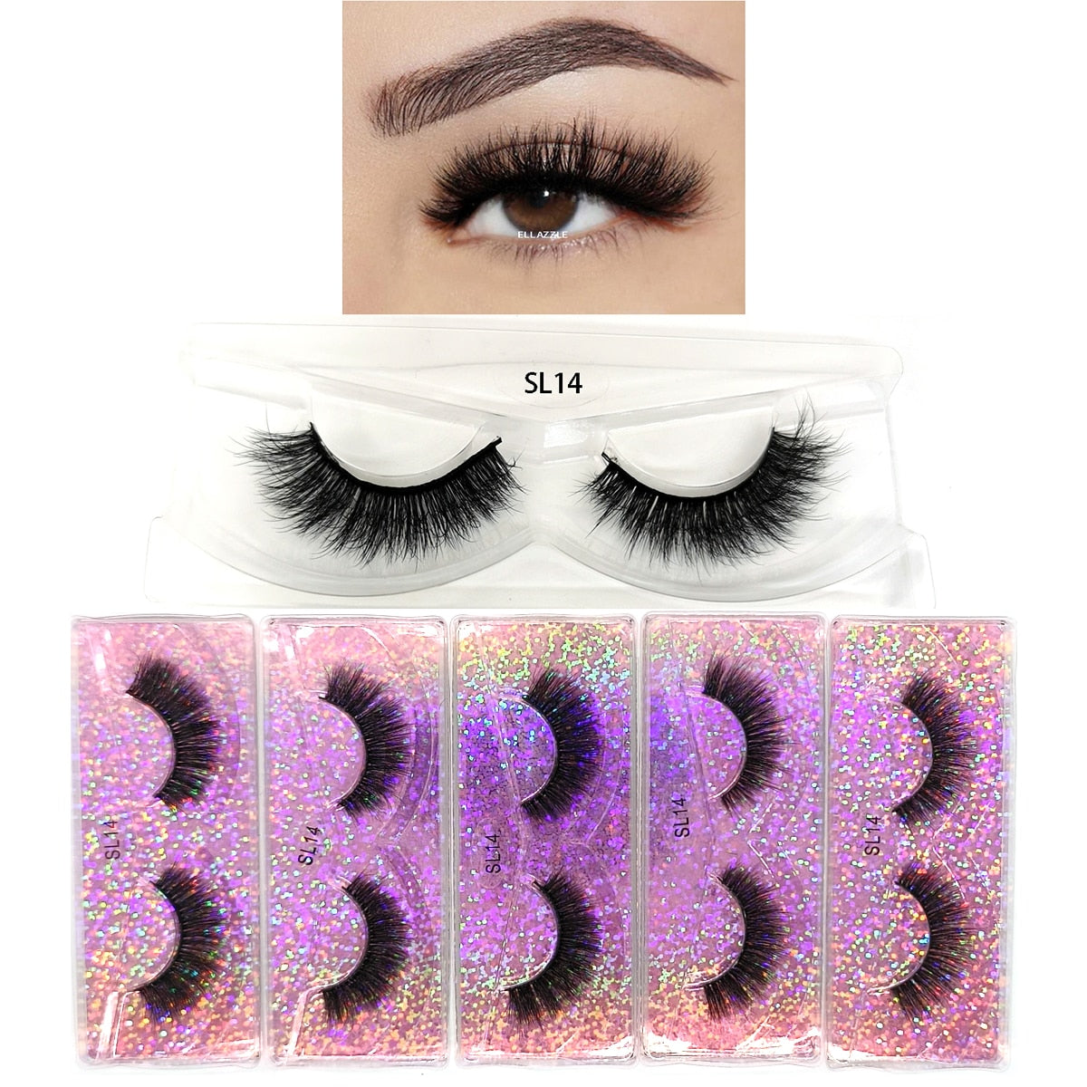 5 Pairs 3D Mink Lashes Fluffy Soft Wispy Natural Cross Eyelash Extension Reusable Lashes