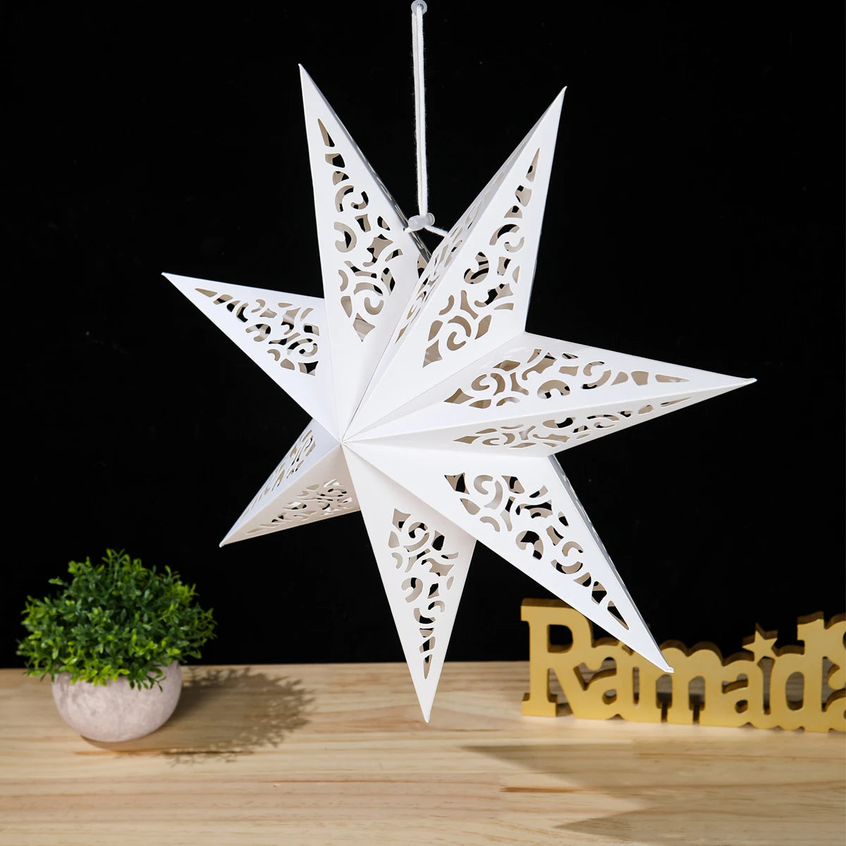 30-75cm Hollow Star Hanging Pendant Eid Mubarak Christmas Ramadan Decoration Islamic Muslim Party Decor Ramadan Kareem Gift