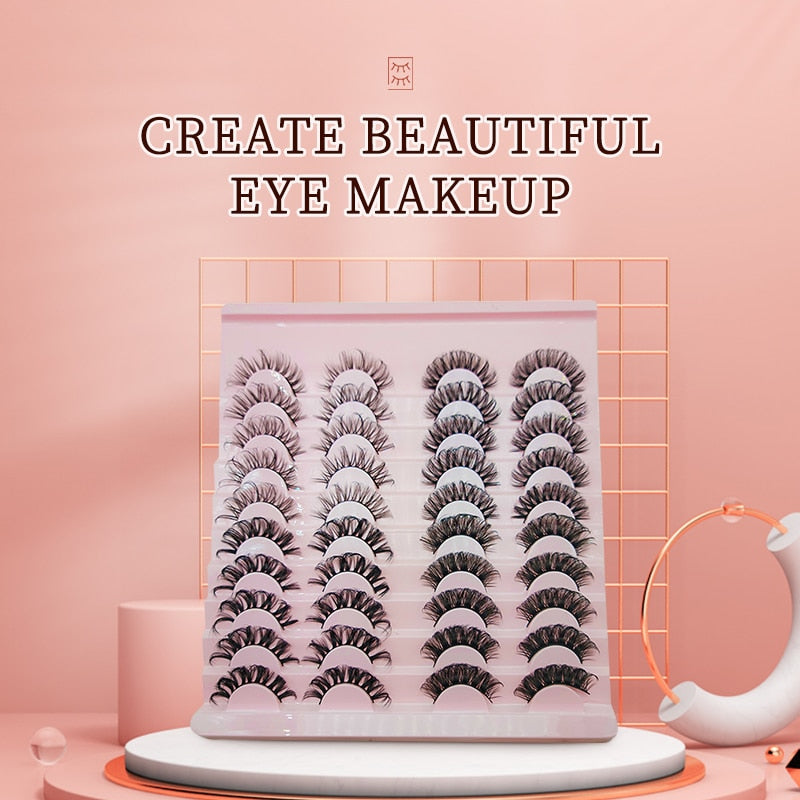 3D Mink Eyelashes Russian False Eyelashes DD Curl 10-23mm Reusable Fluffy False Eyelashes Extensions Mink Lashes