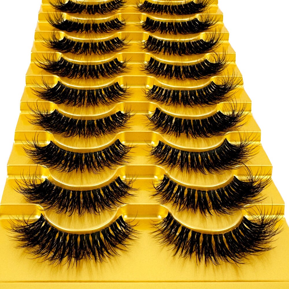 Manga Lashes 10 Pairs cosplay 3D Faux Mink Lashes Natural short Full Strip Lashes Clear Band Natural Eyelashes Extension