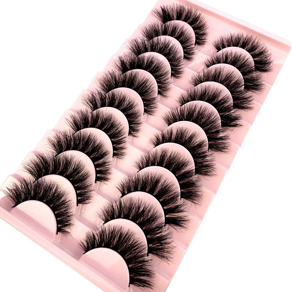 10 pairs Natural Lashes 3D Mink Lashes Faux Mink Fluffy Lash Soft Full Thick Wispy Eyelash Dramatic False Eyelashes