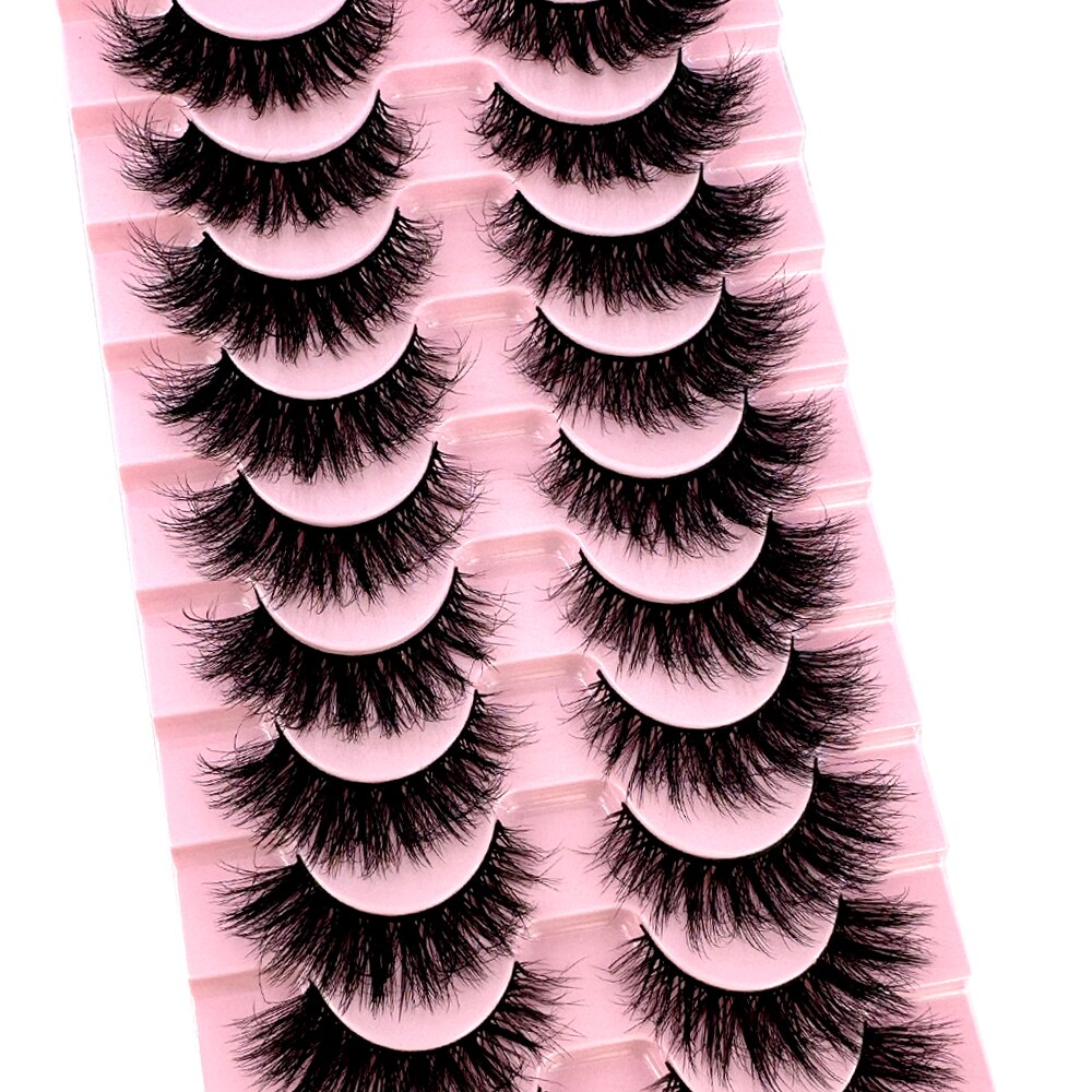 10 pairs 3d faux mink false eyelashes natural long messy fake eyelashes crisscross lashes extension fluffy eye lashes