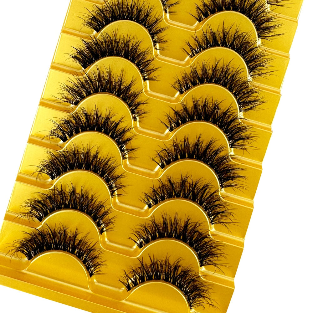 Manga Lashes 10 Pairs cosplay 3D Faux Mink Lashes Natural short Full Strip Lashes Clear Band Natural Eyelashes Extension