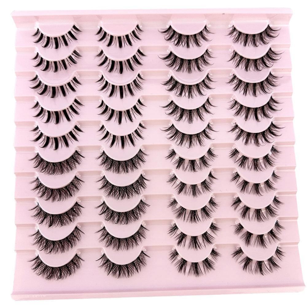 20Pairs Eyelashes Bundles Lashes Natural Wispy False Eyelash Lashes Manga Lashes Invisible Band Soft Natural Eyelashes Extension