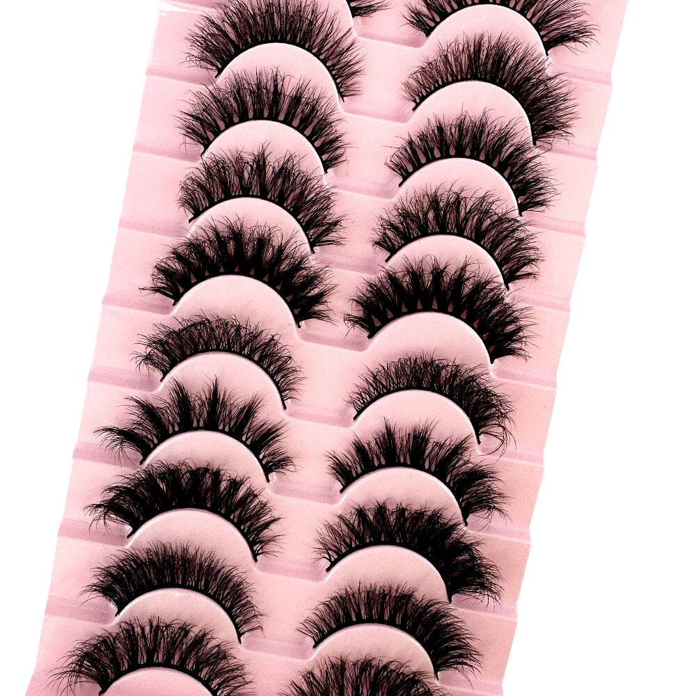 10 pairs 3d faux mink false eyelashes natural long messy fake eyelashes crisscross lashes extension fluffy eye lashes