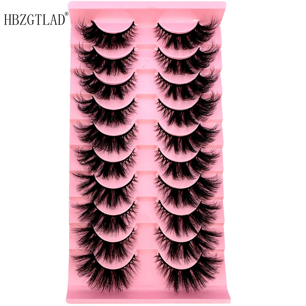 10Pairs Natural 5D Mink Eyelashes Handmade Soft Long False Eyelash Thick Winged Cat Eye Fake Lashes