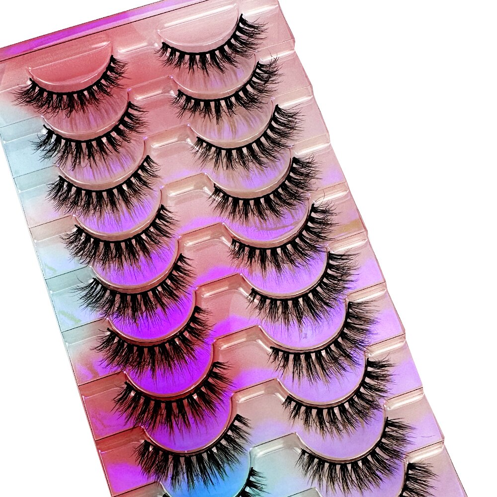 10 Pairs 3d False Eyelashes Cat Eye Wispy end eye elongated Thick Mink Lashes 5D Fluffy Natural Long Short Fake Lashes
