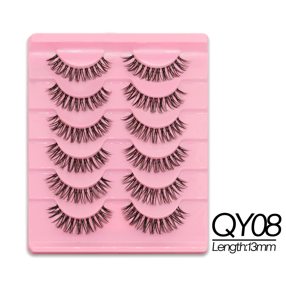 Cat eye Eyelashes 3D Natural False Lashes Fluffy Soft Cross 6 pairs Clear Band Lashes Manga Lashes Wispy Eyelash