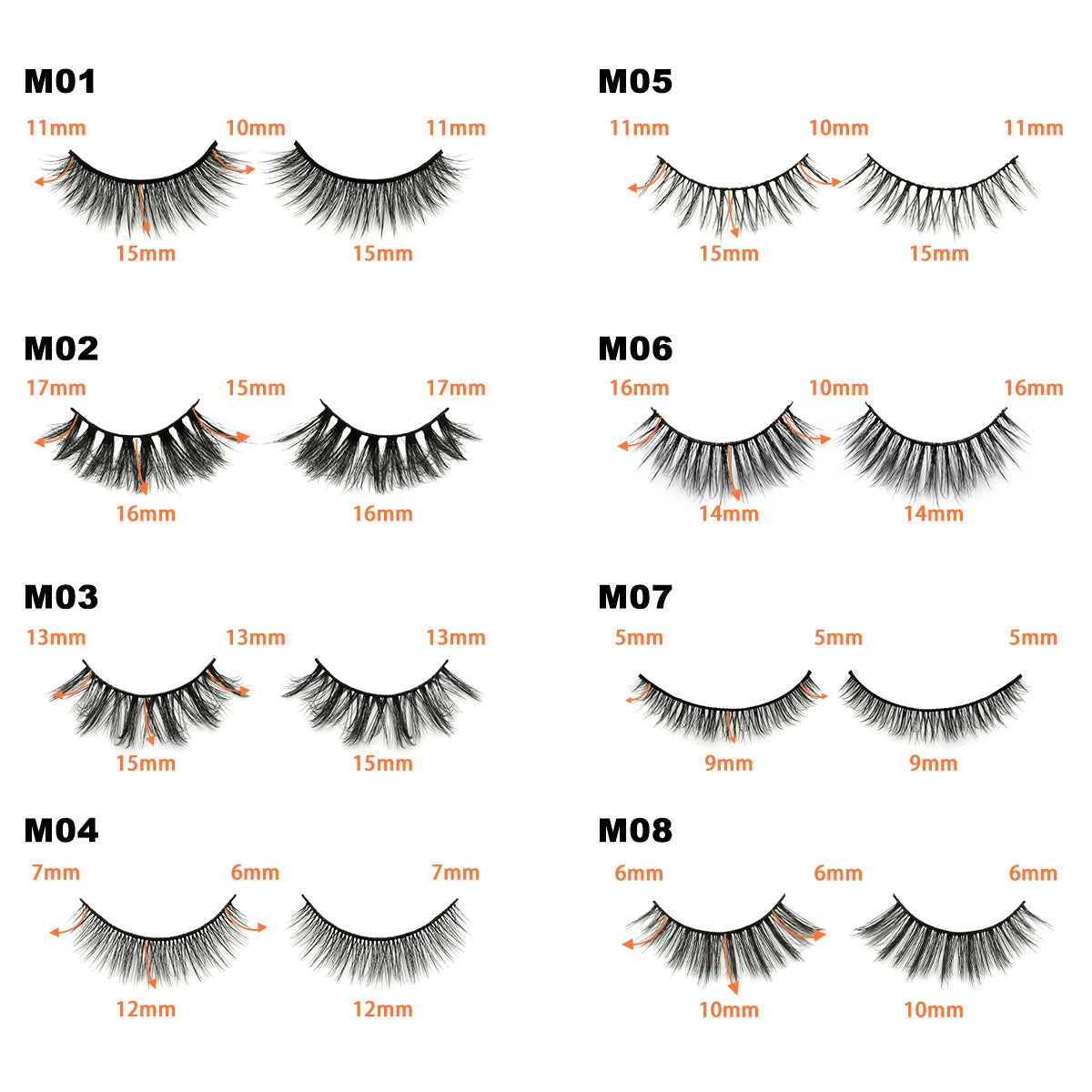 Natural Eyelashes 10 Pairs 3D Mink Lashes False Eyelashes Soft Wispy Volume Cross Fake eyelashes