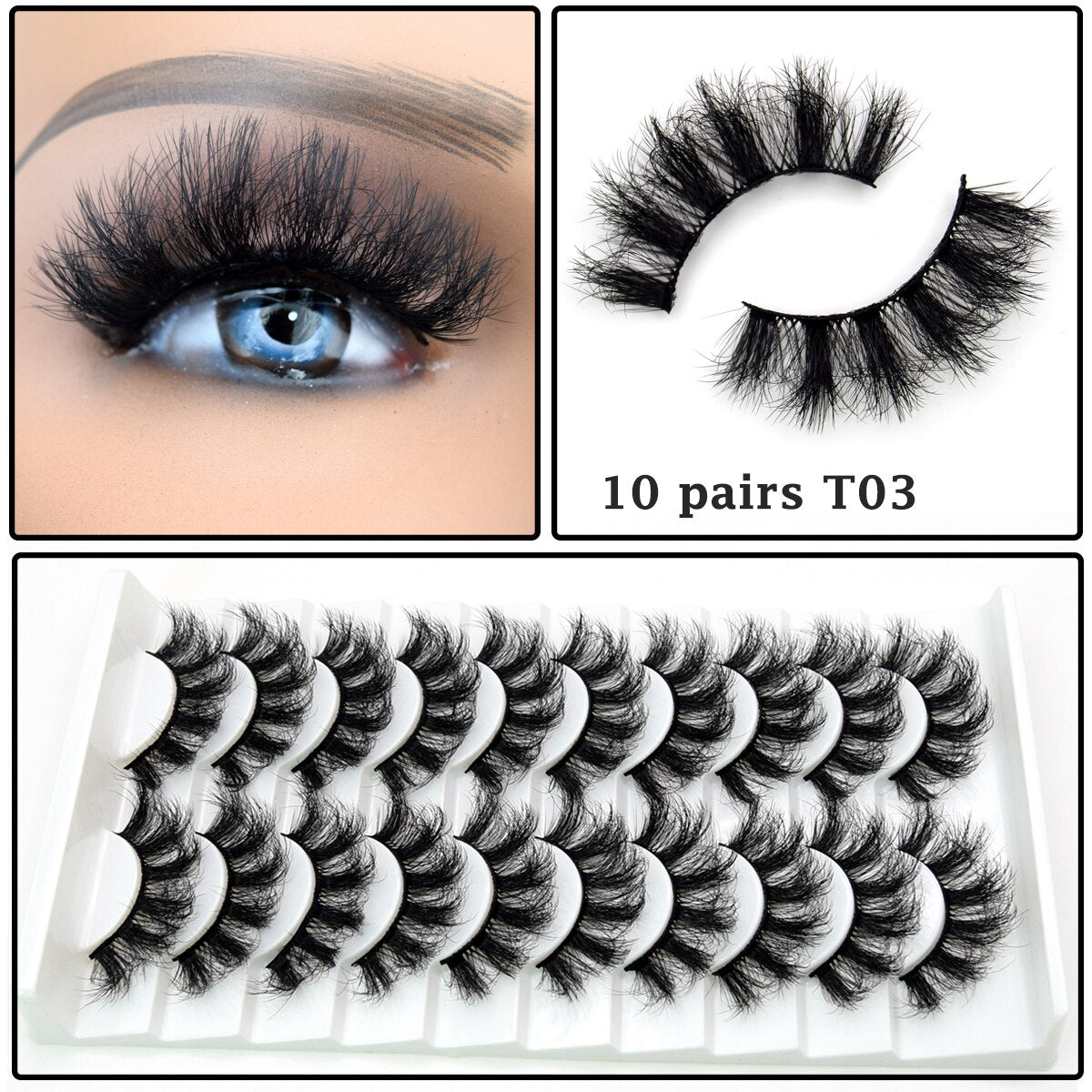 Lashes 3/5/10 pairs 3D Faux Mink Lashes Wispy Natural False Eyelashes Dramatic Volume Lashes Eyelash Extension