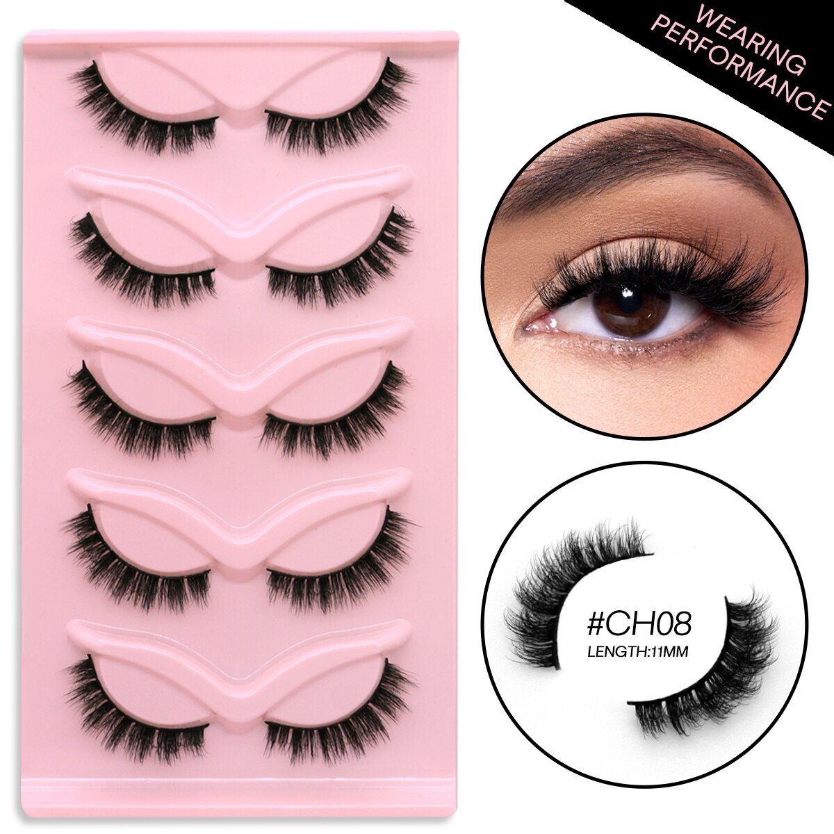 3D Mink Lashes Faux Mink Fluffy Lash 5 Pairs False Eyelashes Cat Eye Thick Mink Lashes Fluffy Short Natural Fake Lashes