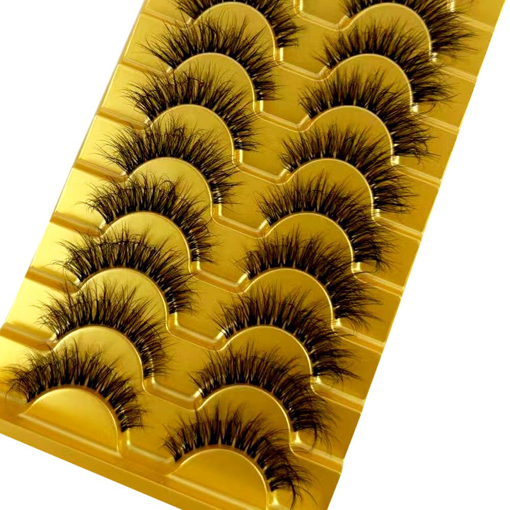Manga Lashes 10 Pairs cosplay 3D Faux Mink Lashes Natural short Full Strip Lashes Clear Band Natural Eyelashes Extension