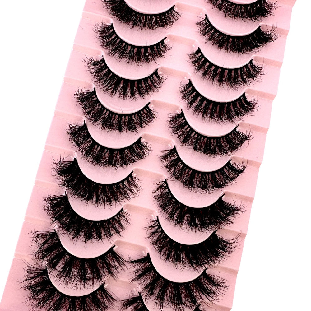 10 pairs 3d faux mink false eyelashes natural long messy fake eyelashes crisscross lashes extension fluffy eye lashes