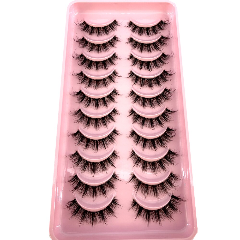 Mink Eyelashes 10 pairs lashes invisible band 3d mink lashes reusable natural false eyelashes
