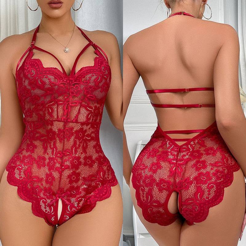 Sexy Lingerie Women Open Crotchless Naughty Underwear Babydoll Dress Hot Lace Sexy Bodysuit Lingerie Erotic Costume