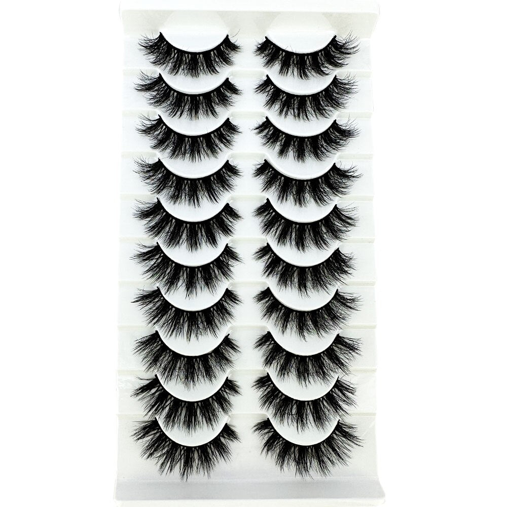 10Pairs Faux 3D Mink Eyelashes Hair Soft False Lashes Fluffy Wispy Thick Lashes Handmade Eyelash Extension