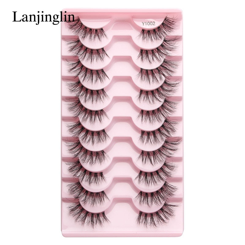 Half Eey Lashes 3/5/10 Pairs Faux Mink Lashes Natural False Eyelashes Wispy Fluffy Eyelash Extension