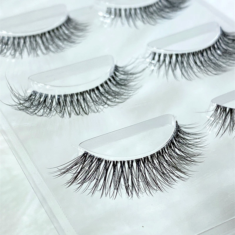 3Pairs Mink Lashes 3D Mink Eyelashes Invisible Band Natural Black Mink False Eyelash Full Strip cilios posticos Reusable