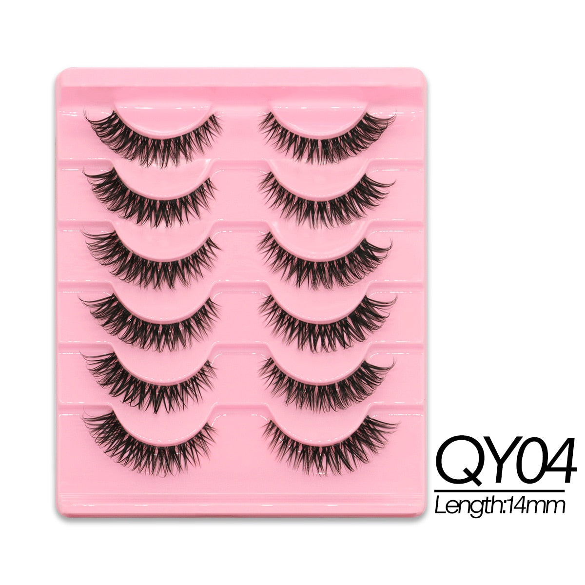 Cat eye Eyelashes 3D Natural False Lashes Fluffy Soft Cross 6 pairs Clear Band Lashes Manga Lashes Wispy Eyelash