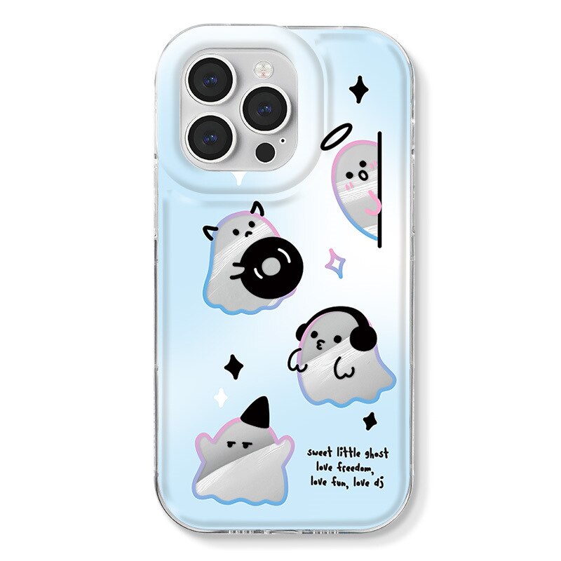 Funny Glitter ghost spirit music dance transparent Phone Case For iPhone 14 13 12 11 Pro Max Xr Xs 7 8 14 Plus Case Cute Cover