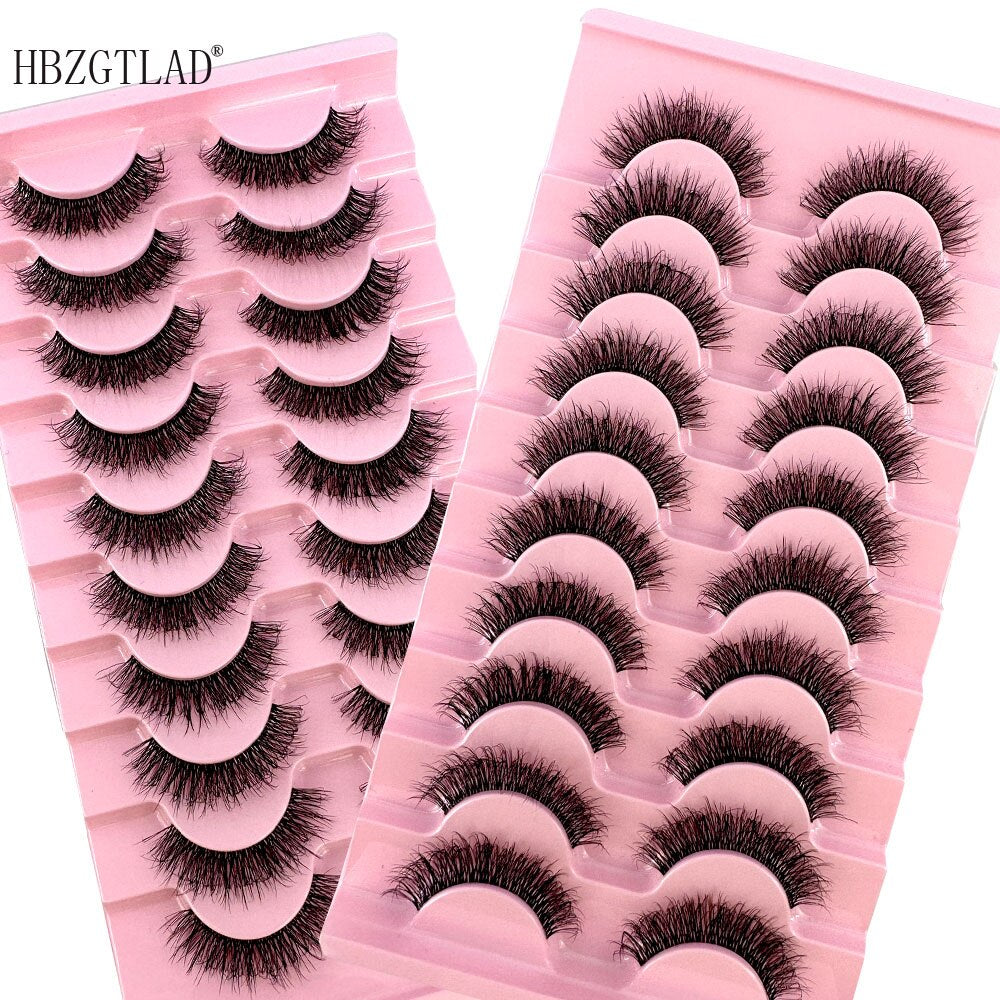 Invisible band Lashes 10 Pairs 3D Faux Mink Lashes Natural short Transparent Terrier Lashes Clear Band Soft Eyelashes Extension