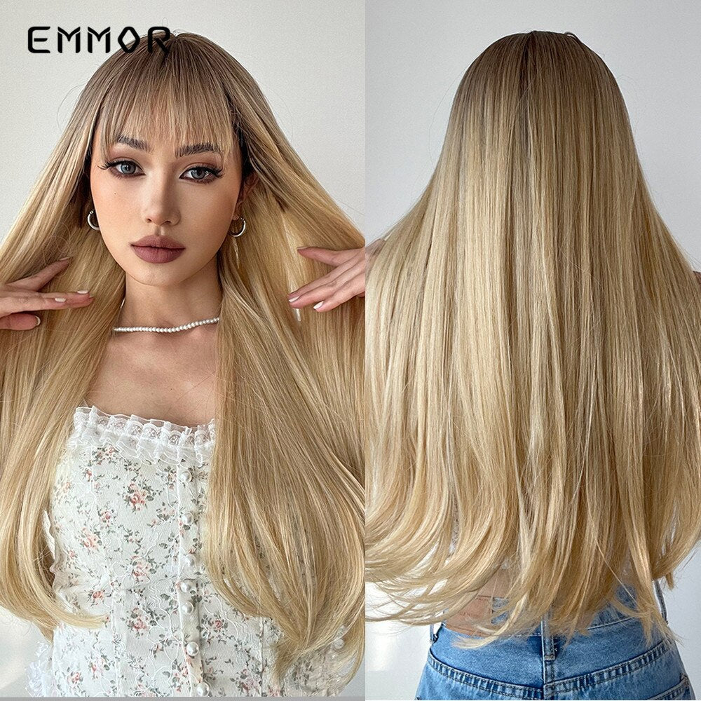 Synthetic Wigs Long Wavy Blonde Natural Hair Wigs for Women Cosplay Wigs Heat Resistant Fiber Hair Wig