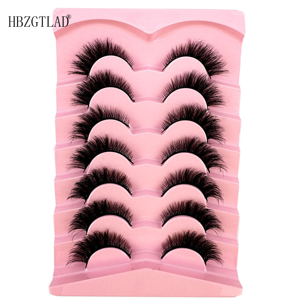 Cat Eye Fluffy lashes Faux Mink Eyelashes Long 7 Pairs Fluffy Mink Lashes Dramatic Volume lashes Extension