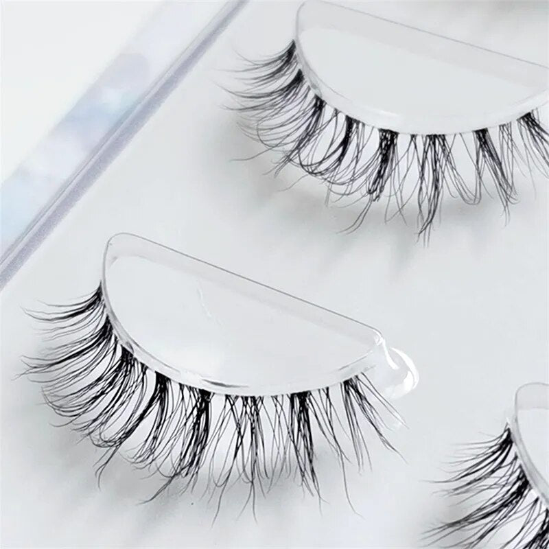 False Eyelashes 3 Pairs Pure Handmade Natural Transparent Terrier Fake Eyelashes Short Paragraph Bare Makeup Eyelashes