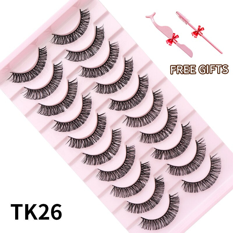 3D Mink Eyelashes Russian False Eyelashes DD Curl 10-23mm Reusable Fluffy False Eyelashes Extensions Mink Lashes
