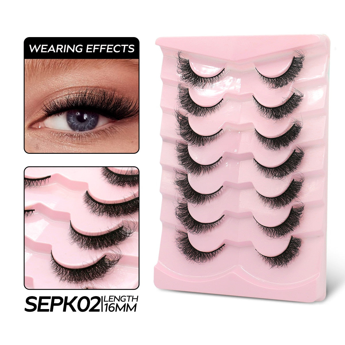 Cat Eye Lashes Fluffy Volume Mink False Eyelashes Winged End Eye Elongated Eyelashes 3D Mink Lashes Thick Fake Eyelash