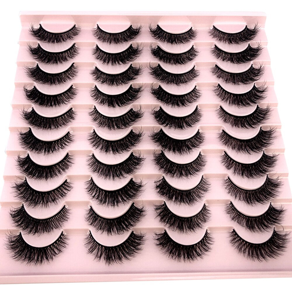 20 pairs 3D Mink Eyelashes Thick Natural False Eyelashes Crisscross Fake Eyelashes