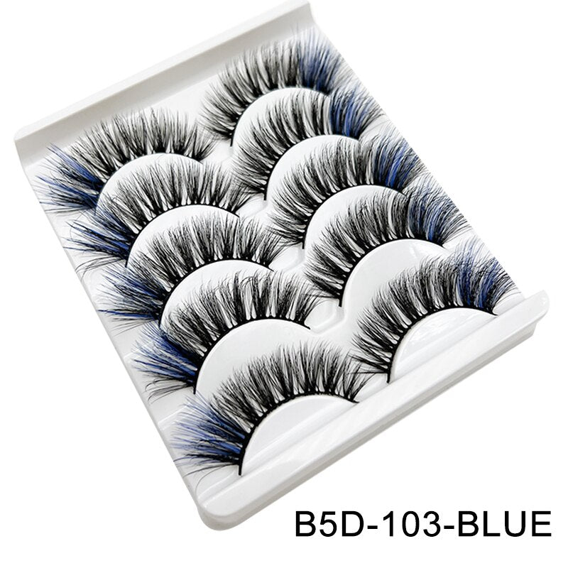 Colored Lash Natural Mink Fluffy Colorful Eyelashes Volume Fan Lashes Thick
