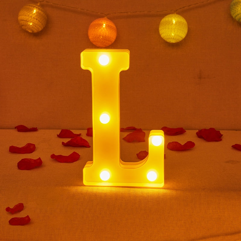 Alphabet Letter LED Lights Luminous Number Lamp Decor Battery Night Light for home Wedding Birthday party Decoration