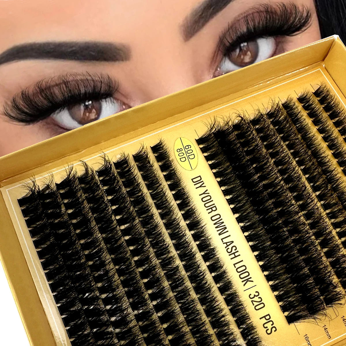 16Rows 320Bundles 5D Fluffy Lashes Cluster 60/80/100D Thick Eyelash Russia Curl Wispy Individual Lashes 8-16mm Eyelash