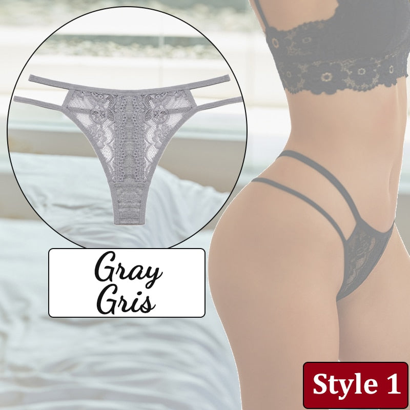 3PCS/Set Women Sexy Lace Panties Hollow Out Thongs Low Waist Female Cotton G-String Underwear Bikini Intimates Lingerie