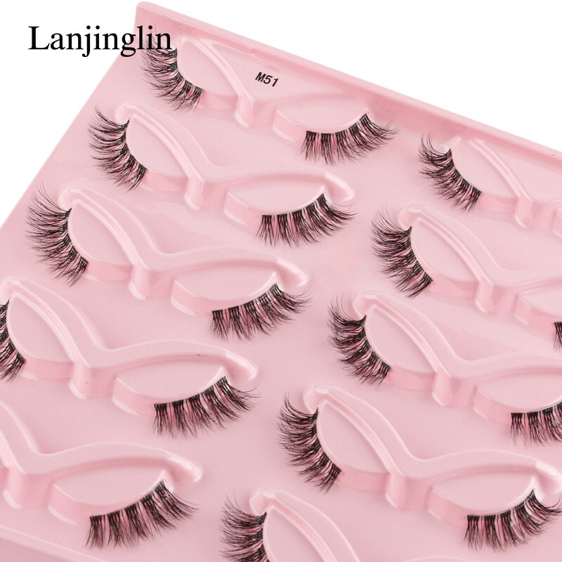 3/5/10 Pairs Half Lashes Fox Eye Wispy Fluffy Faux Cils Natural Winged Fake Eyelashes Half Lashes maquillage