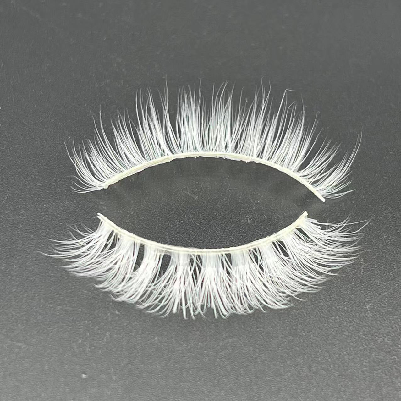 15mm Cosplay White False Eyelashes Reusable False Lashes for Halloween Cosplay Party