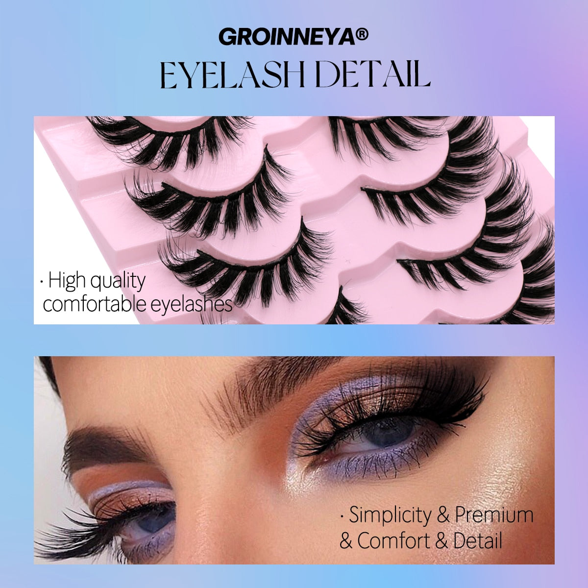 5/7 Pairs Cat Eye Lashes Faux Mink Eyelashes Fluffy long Full Strip Lashes Winged End Eye Elongated Fake Lashes