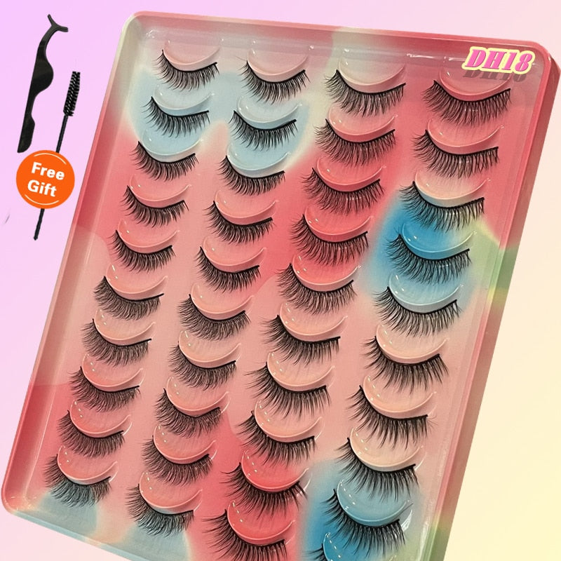 Eyelashes 20Pairs 3D Mink Lashes Fluffy Soft Wispy Natural Cross False Eyelashes Reusable Eyelash Extension