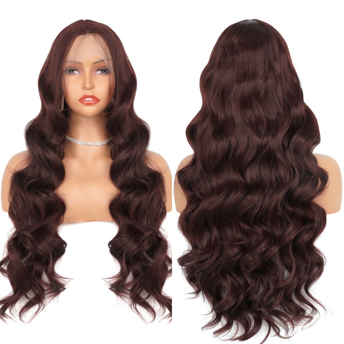 Reddish Brown Wigs For Women Body Wave 13X4 Lace Front Wigs Synthetic Omber Red Lace Frontal Wig Pre Plucked With Baby Hair Wig