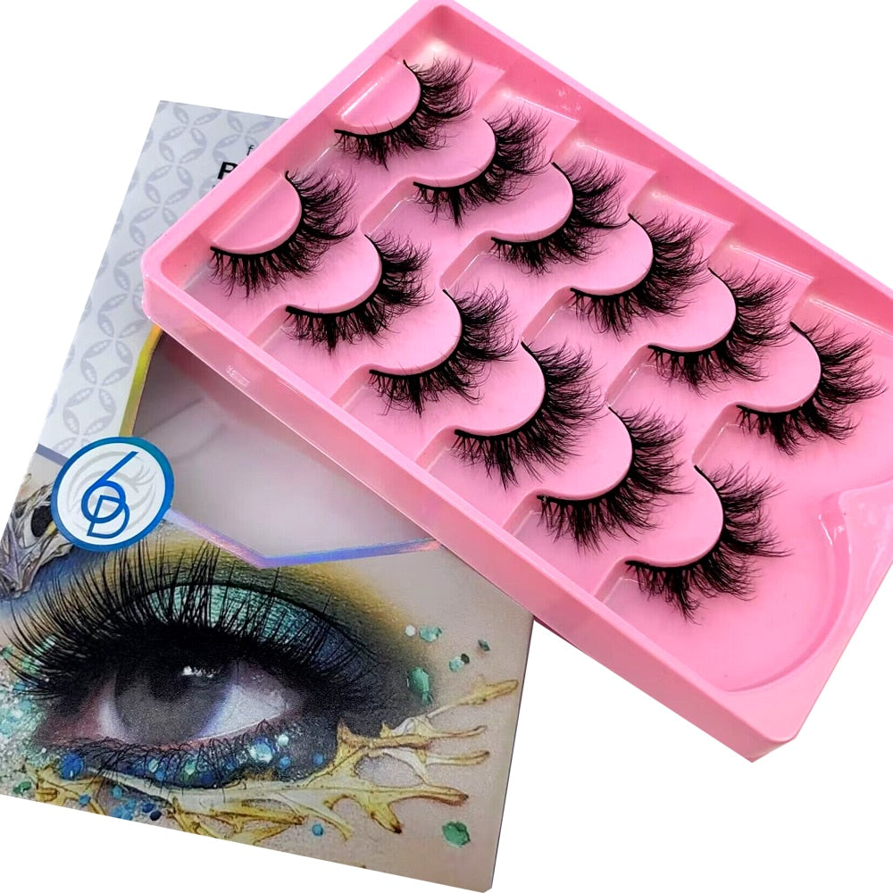 6 Pairs 23mm 3D Mink Lashes Bulk Russian Volume Fluffy Natural False Eyelashes Thick Dramatic Mink Eyelashes