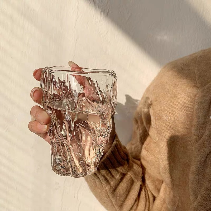 10oz Glass Water Cup Twist Fold Cup Household Fruit Juice Tea Cup Lovely Beer Cup Ins Style Korean Milk Cup Coffee Mug