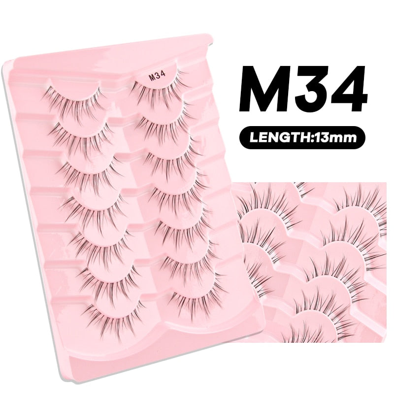 Manga Lashes 3/5/10 Pairs Eyelashes 3D Mink Lashes Korean Natural Cils Strip Lashes Band Soft Cosplay False Eyelashes