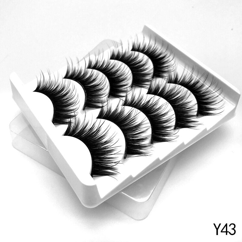 Manga Lashes 5/7 pairs Eyelashes 3D Natural False Lashes Fluffy Soft Cross Wispy Natural Eyelash Extension