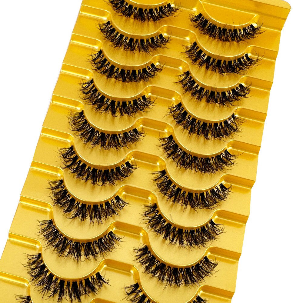 Manga Lashes 10 Pairs cosplay 3D Faux Mink Lashes Natural short Full Strip Lashes Clear Band Natural Eyelashes Extension