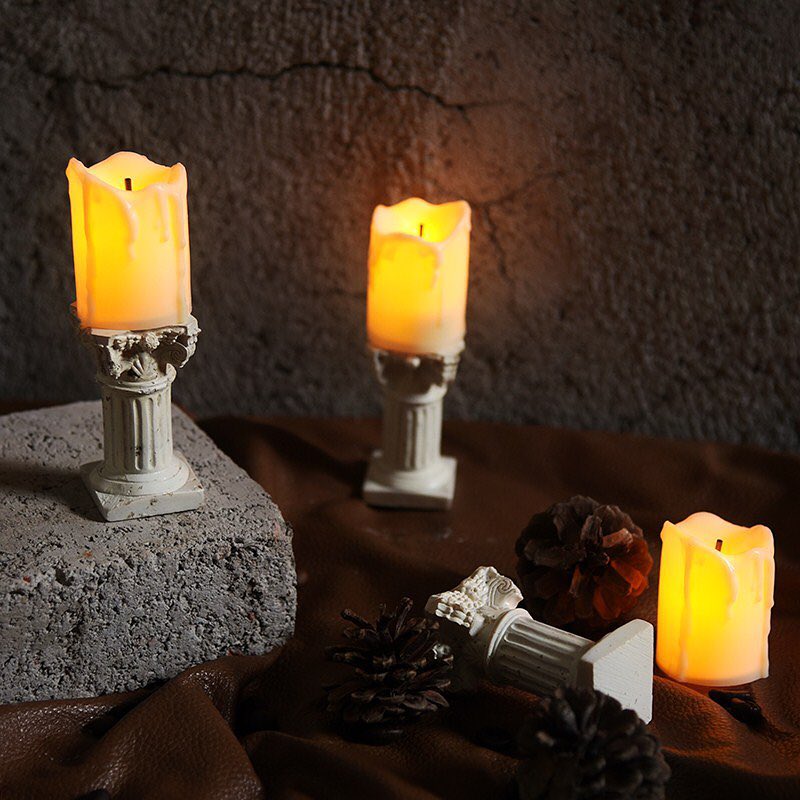 Ins LED Candlestick Flameles Night Lights Statue Props Photo Romantic Candle Tea Lights for Birthday Home Decorations Ornaments
