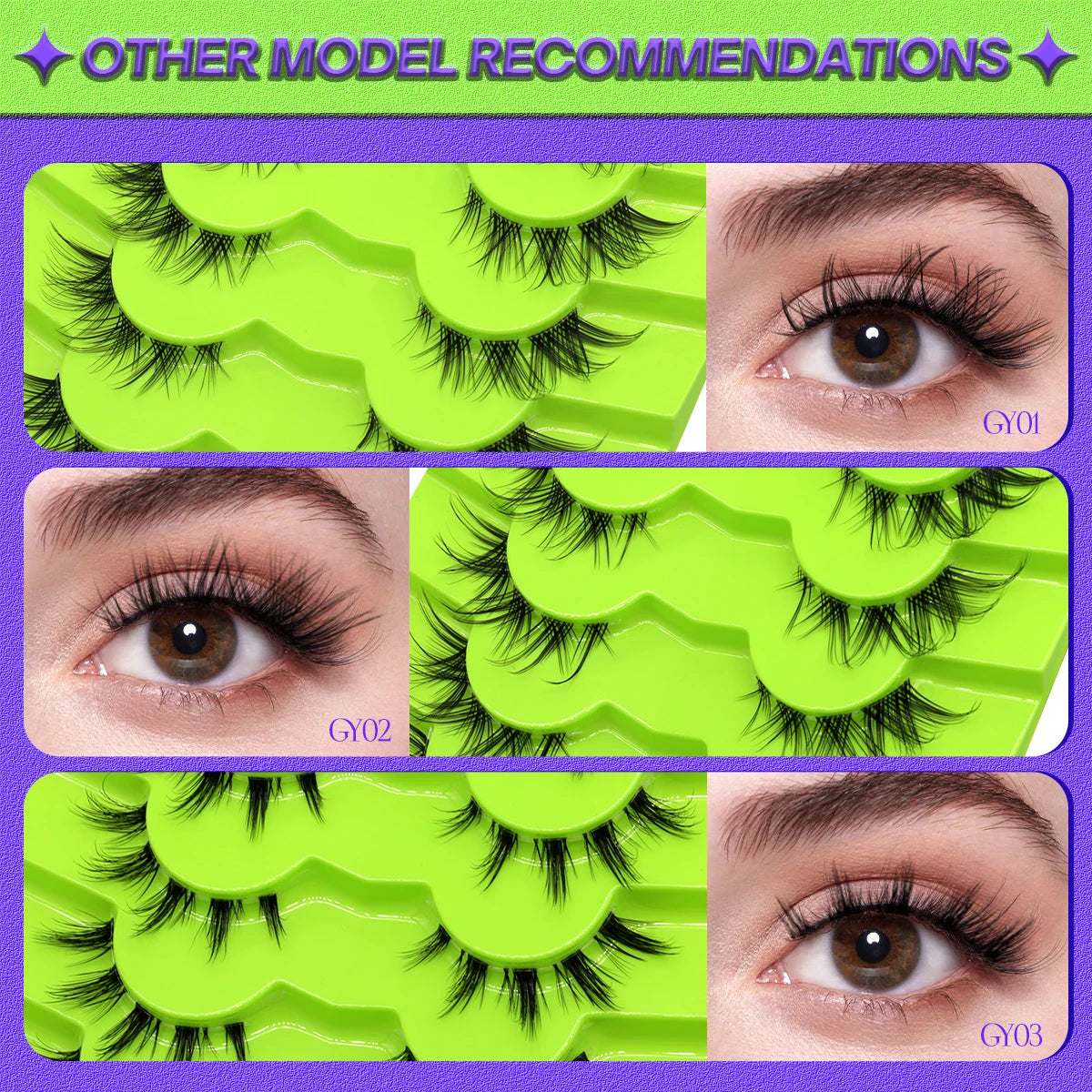Manga Lashes 5/7 Pairs 3D Clear Band Lashes Natural Mink Eyelashes Fluffy Cat Eye Lashes Pack Soft Cosplay Eyelashes